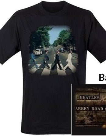 T-Shirt THE BEATLES COVER ABBEY ROAD FRONT & REAR ON BACK
