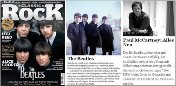 Zeitschrift CLASSIC ROCK - über 18 Seiten BEATLES-Themen