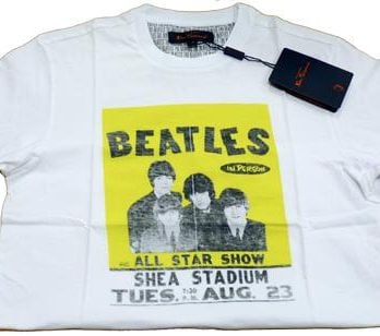 BEATLES T-Shirt  SHEA CONCERT POSTER  AUGUST 23RD 1966 WHITE