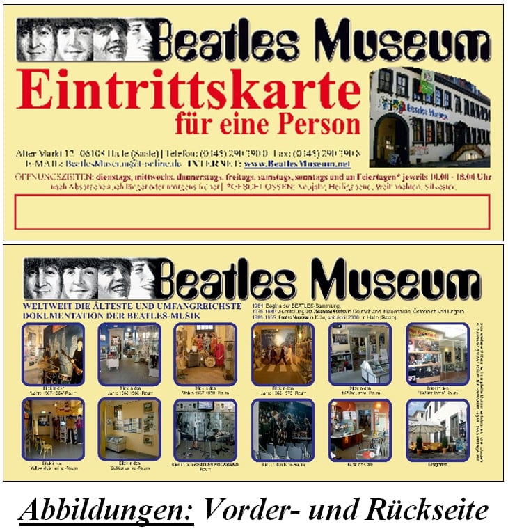2 Geschenktickets für Beatles Museum