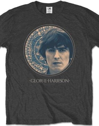 GEORGE HARRISON-T-Shirt PORTAIT 1965 IN CIRCLE ON GREY