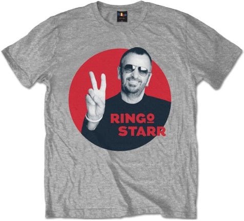 RINGO STARR-T-Shirt PORTAIT RINGO STARR IN RED CIRCLE ON GREY