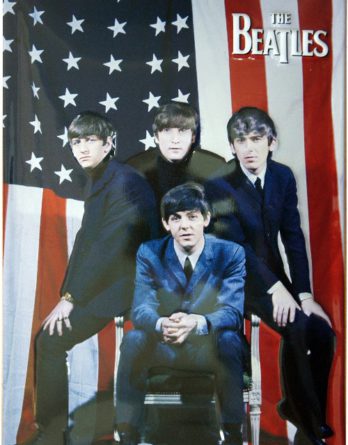 BEATLES-Blechschild THE BEATLES 1964 & US FLAG