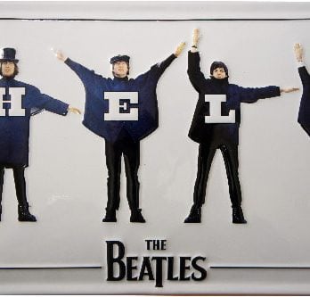 BEATLES-Blechschild THE BEATLES 1965 HELP! FIGURES