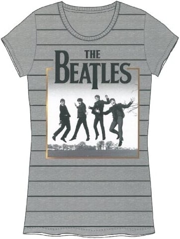 BEATLES Girlie-Shirt JUMPING BEATLES ON GREY