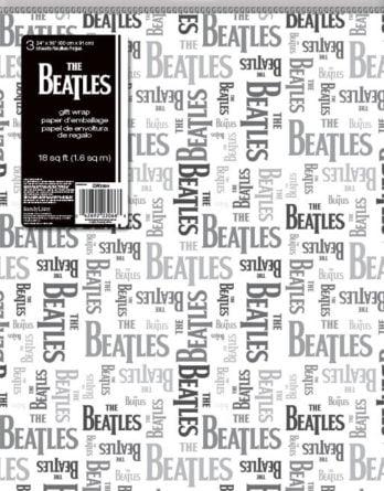 3 x Geschenkpapier LETTERING BEATLES BLACK & GREY ON WHITE