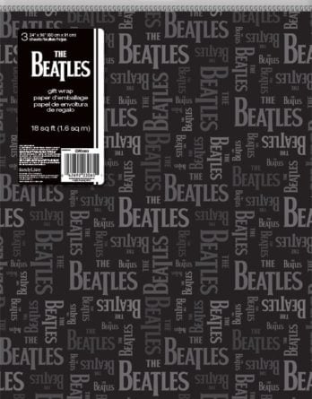 3 x Geschenkpapier LETTERING BEATLES GREY ON BLACK