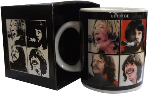 BEATLES: Kaffeebecher LET IT BE ALBUM COVER ON BLACK