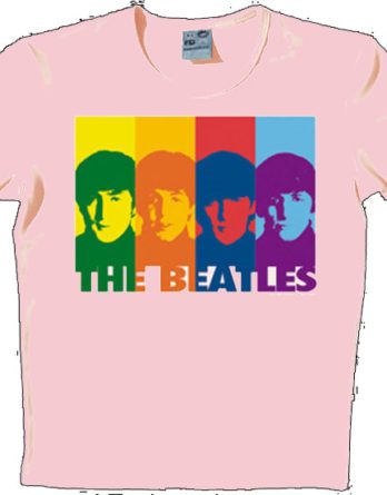 BEATLES: T-Shirt A HARD DAY’S NIGHT STRIPS ON PINK