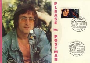 BEATLES/LENNON: Soundpostkarte mit Briefmarke