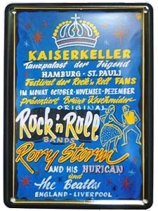 BEATLES: Blechschild PLAKAT KAISERKELLER 1961