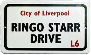 BEATLES: kleines Blechschild RINGO STARR DRIVE L6