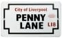 BEATLES: kleines Blechschild PENNY LANE L18