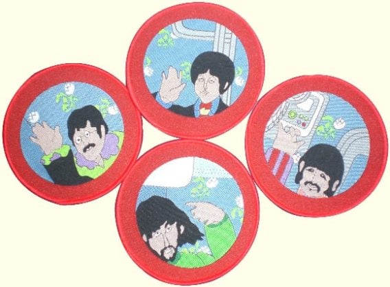 BEATLES: 4er Set Aufnäher YELLOW SUBMARINE PORT HOLES