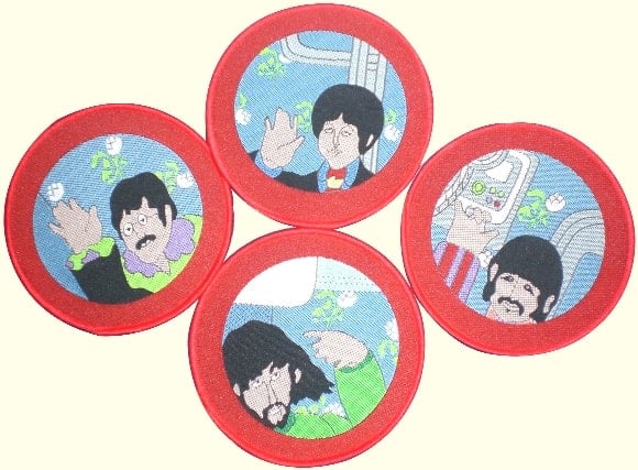 BEATLES: 4er Set Aufnäher YELLOW SUBMARINE PORT HOLES