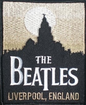 BEATLES: Aufnäher Schriftzug THE BEATLES ... & LIVERPOOL-Silhoue