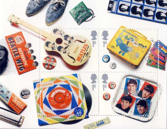 BEATLES: 4 Briefmarken THE BEATLES MINIATURE SHEET