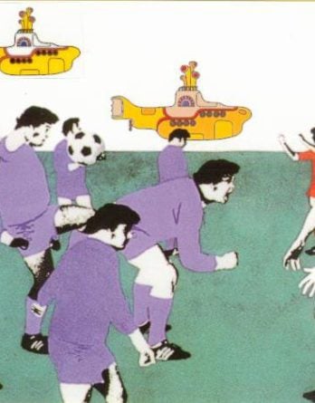 BEATLES-Grußkarte E-02: YELLOW SUBMARINE - FOOTBALL