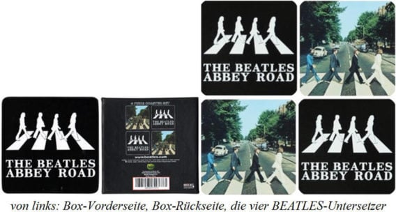 4er BEATLES-Untersetzer-Set ABBEY ROAD ALBUM MOTIVES