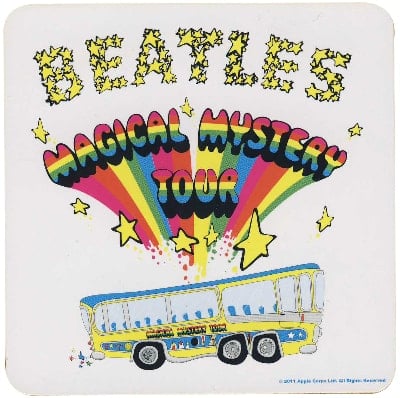 BEATLES Untersetzer MAGICAL MYSTERY TOUR LOGO & BUS