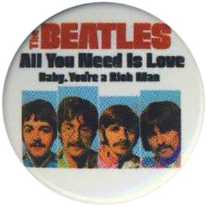 BEATLES-Button ALL YOU NEED IS LOVE SINGLE COVER USA